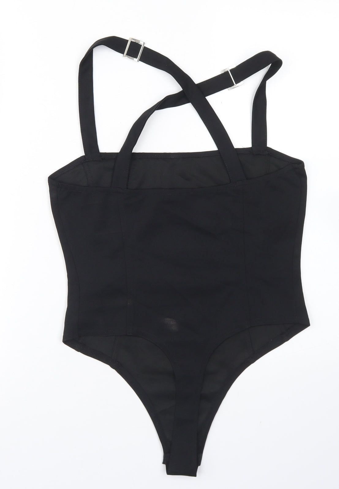 Boohoo Womens Black  Polyester Bodysuit One-Piece Size 12  Snap