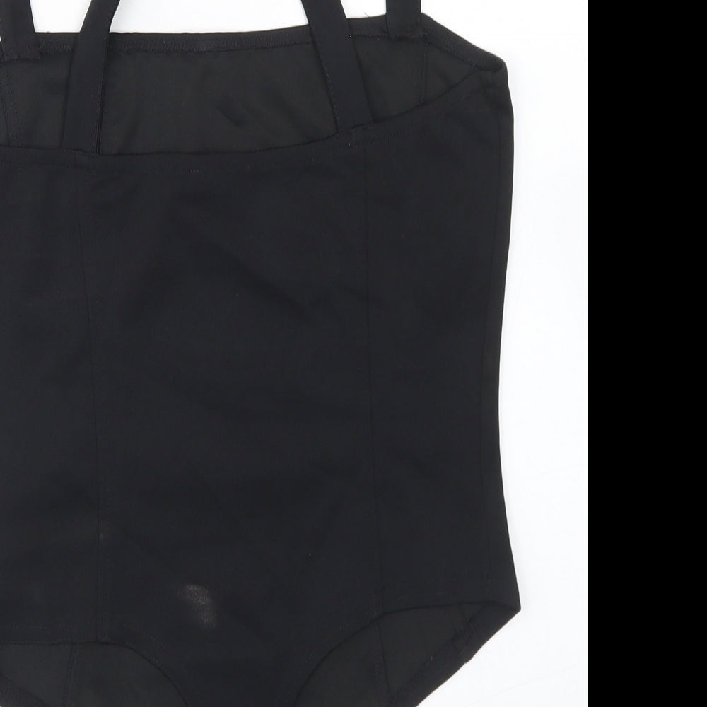 Boohoo Womens Black  Polyester Bodysuit One-Piece Size 12  Snap
