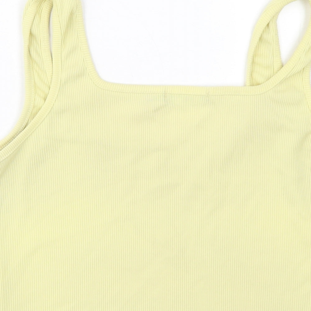 Boohoo Womens Yellow  Polyester Cropped Tank Size 10 Square Neck