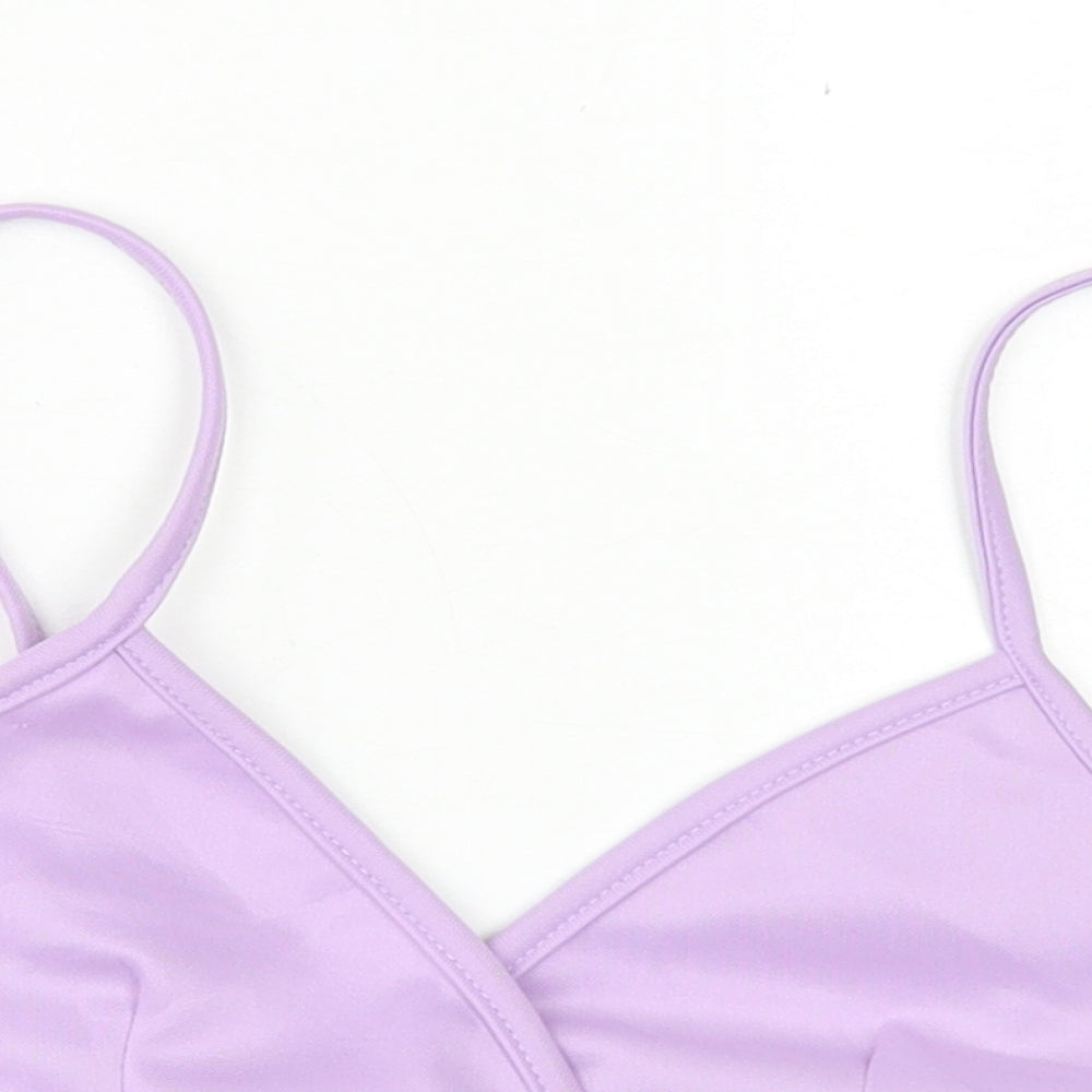 Boohoo Womens Purple  Polyester Cropped Tank Size 12 V-Neck