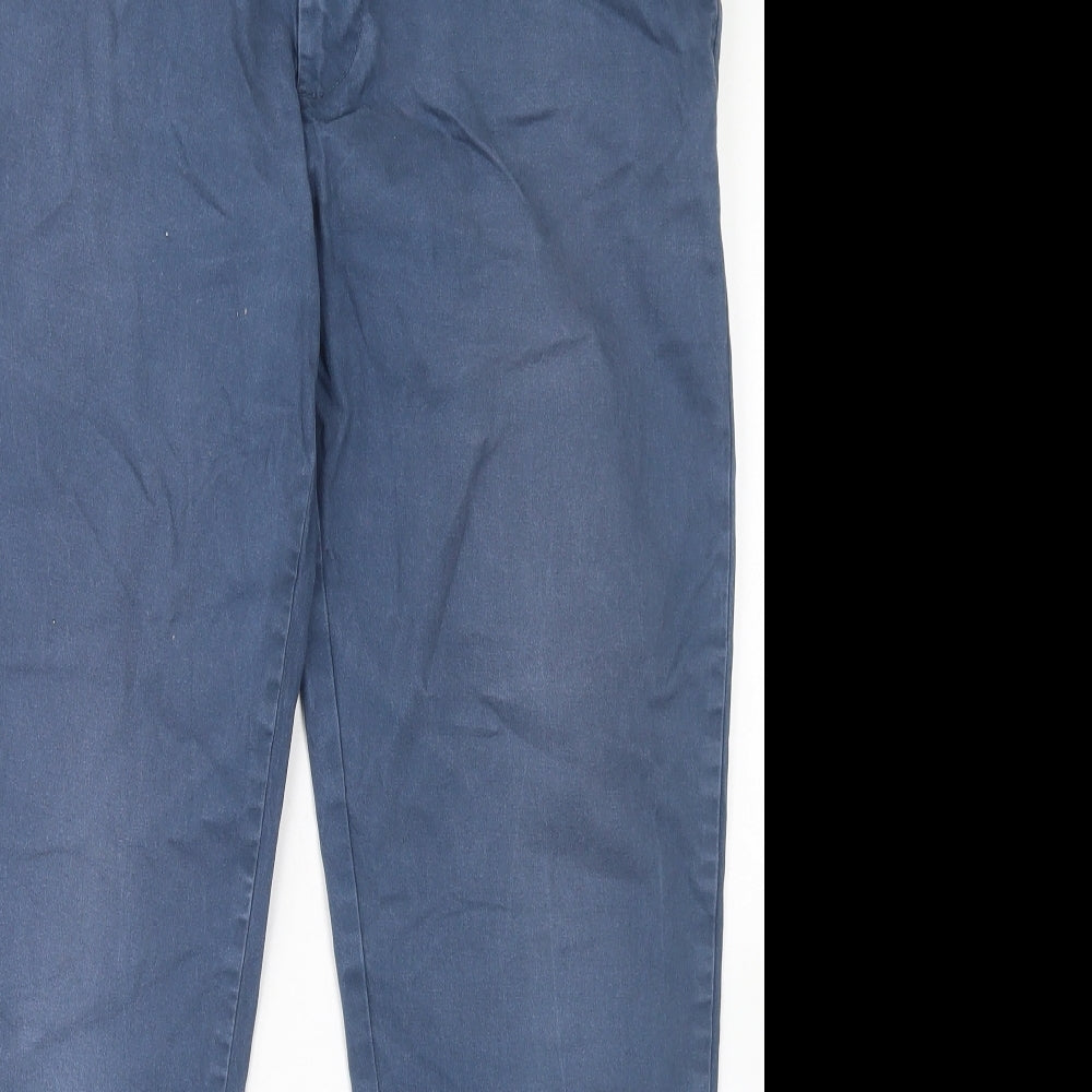 Marks and Spencer Mens Blue  Cotton Chino Trousers Size 36 in L29 in Regular Button