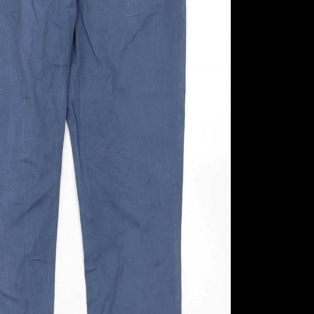 Marks and Spencer Mens Blue  Cotton Chino Trousers Size 36 in L29 in Regular Button