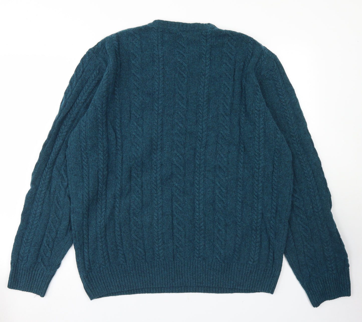 Marks and Spencer Mens Blue Crew Neck  Wool Pullover Jumper Size XL