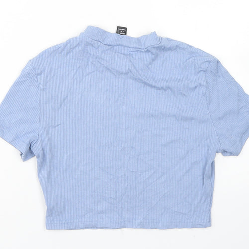 SheIn Womens Blue  Viscose Cropped T-Shirt Size M Crew Neck