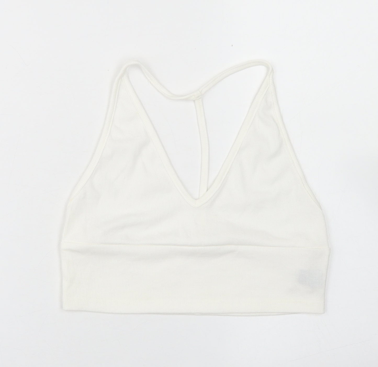 SheIn Womens White  Polyester Cropped Tank Size M V-Neck