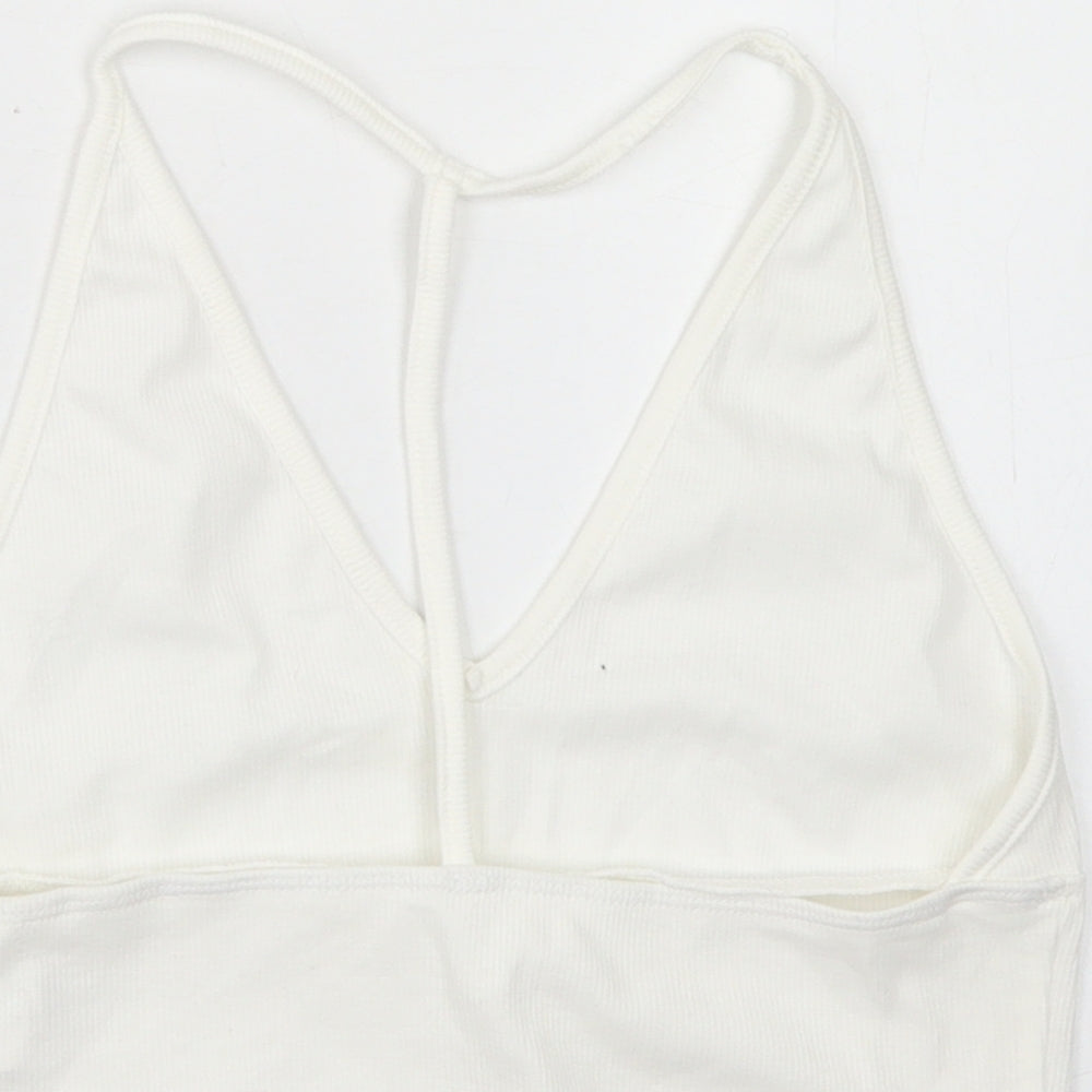 SheIn Womens White  Polyester Cropped Tank Size M V-Neck