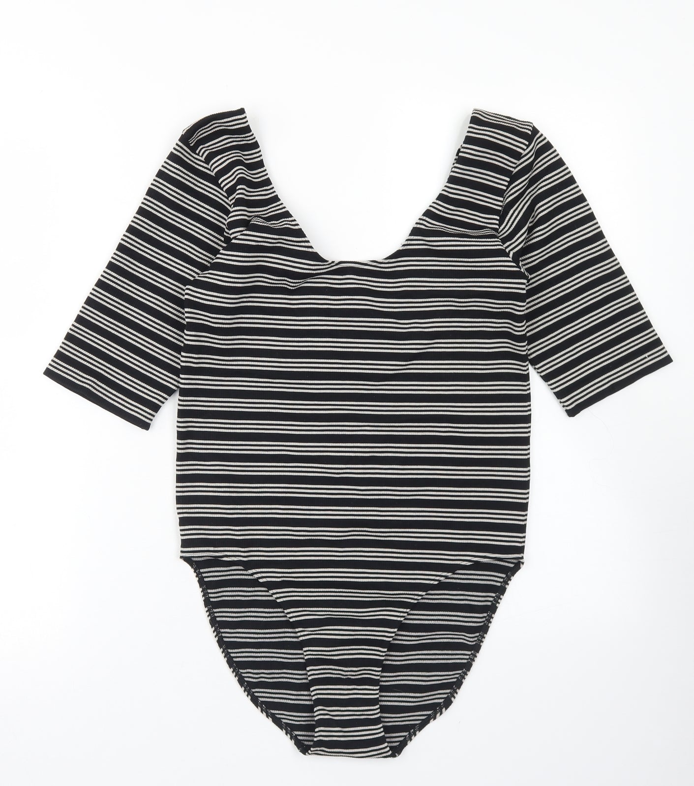 NEXT Womens Black Striped Nylon Bodysuit One-Piece Size M
