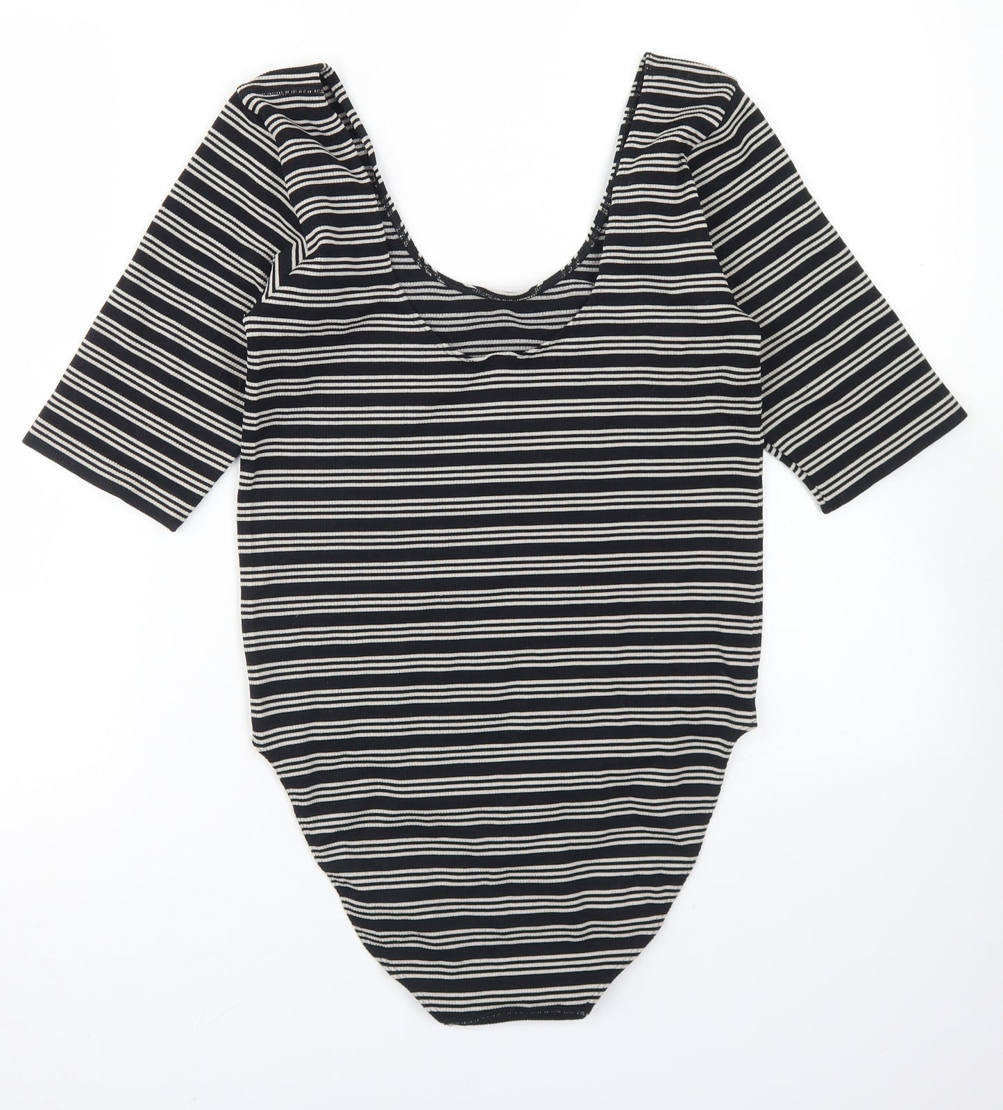 NEXT Womens Black Striped Nylon Bodysuit One-Piece Size M