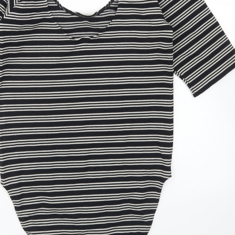 NEXT Womens Black Striped Nylon Bodysuit One-Piece Size M