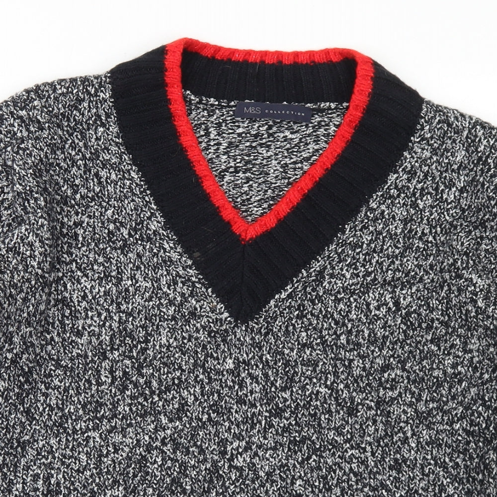 Marks and Spencer Womens Black V-Neck  Polyester Pullover Jumper Size S