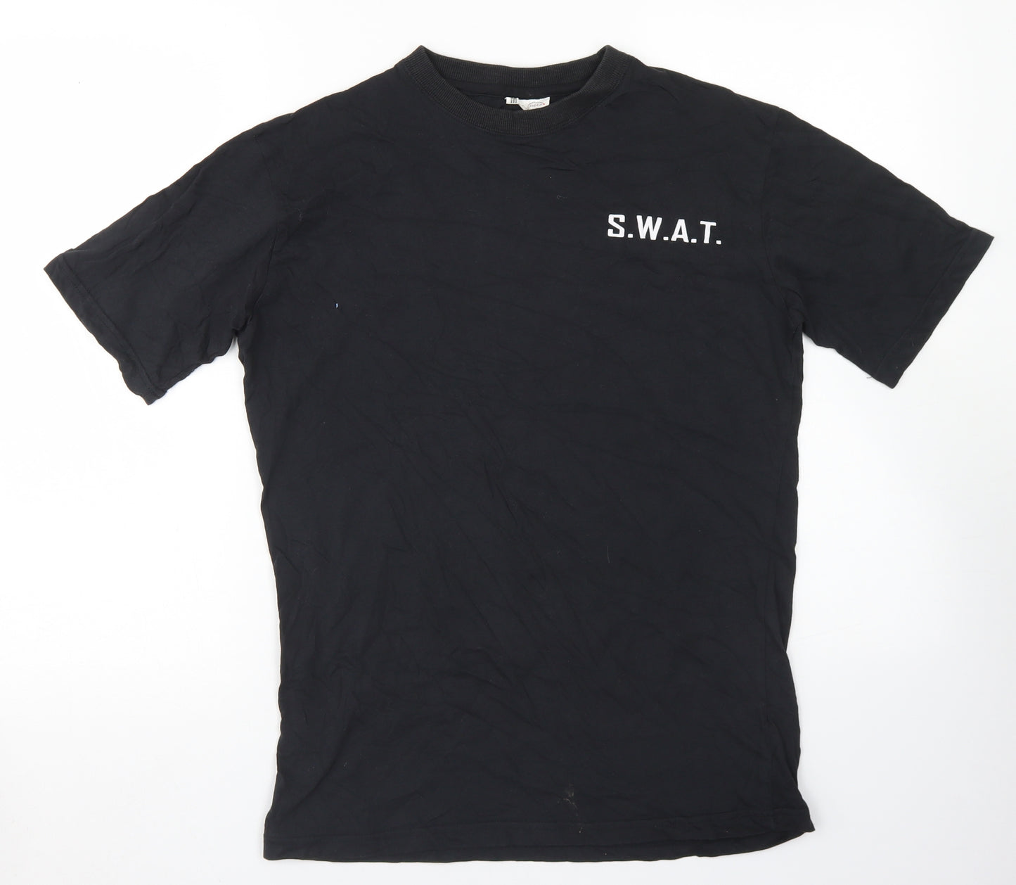 Wicked Fun Womens Black  Cotton Basic T-Shirt Size M Crew Neck - SWAT