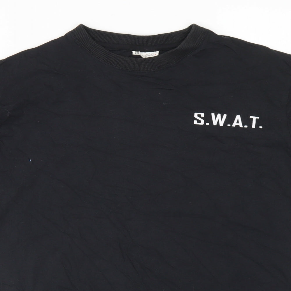Wicked Fun Womens Black  Cotton Basic T-Shirt Size M Crew Neck - SWAT