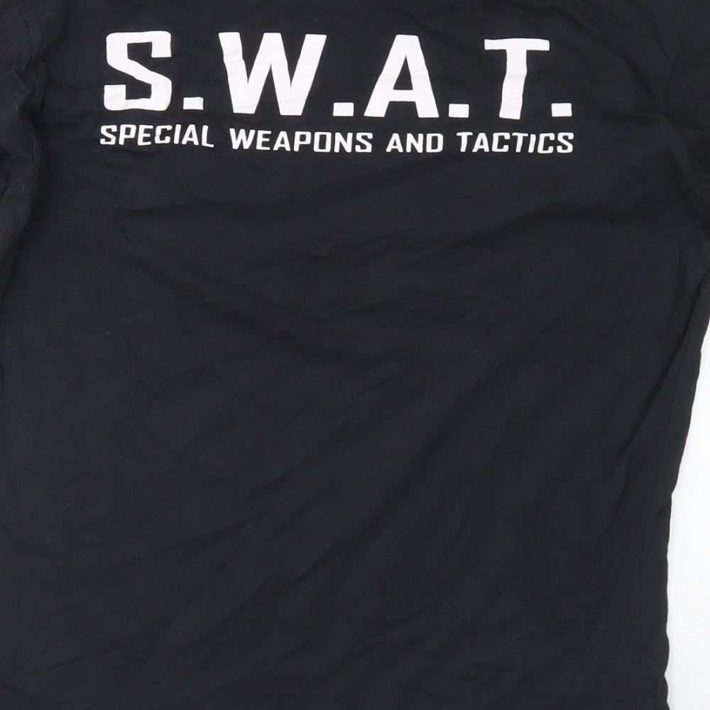 Wicked Fun Womens Black  Cotton Basic T-Shirt Size M Crew Neck - SWAT