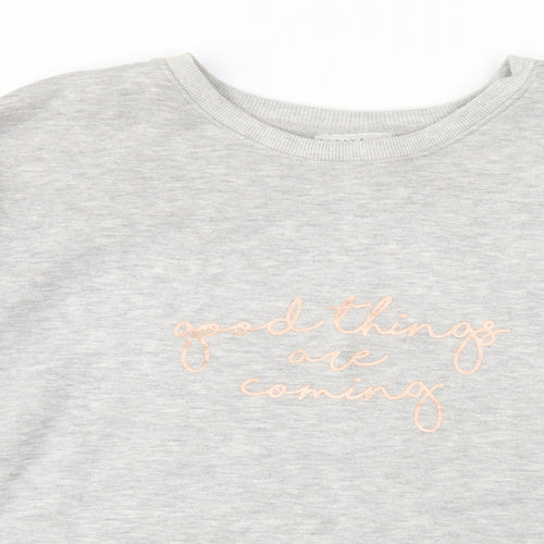 Papaya Womens Grey  Polyester Pullover Sweatshirt Size L   - Good things are coming