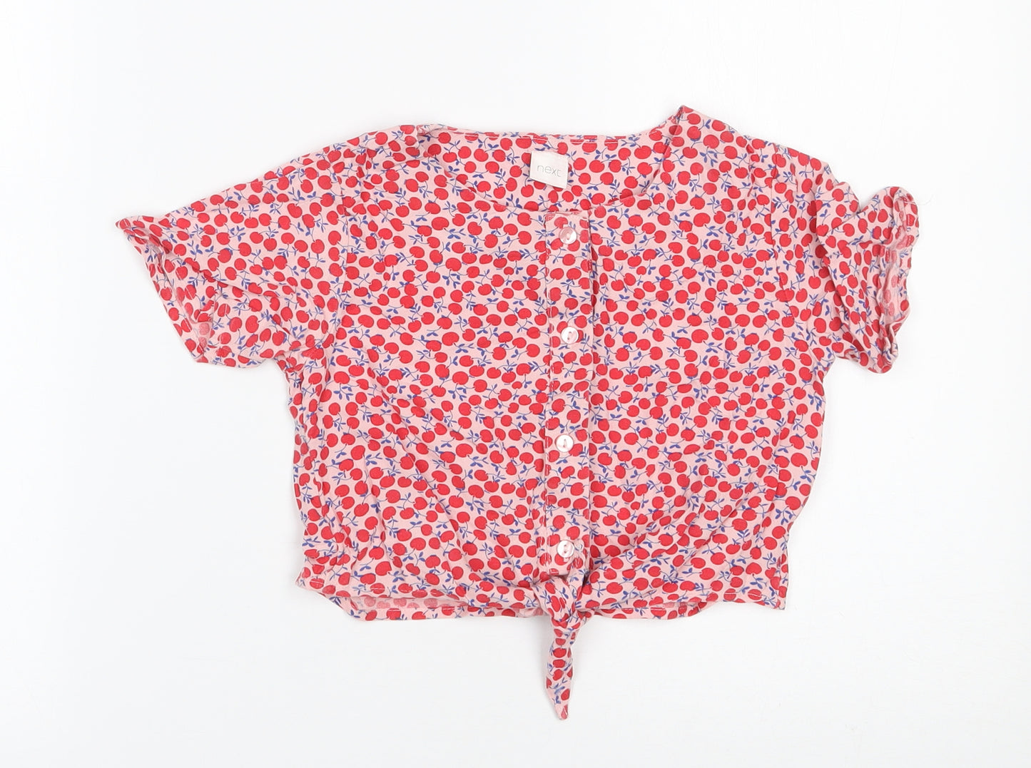 NEXT Girls Multicoloured  100% Viscose Basic Blouse Size 6 Years Round Neck Button