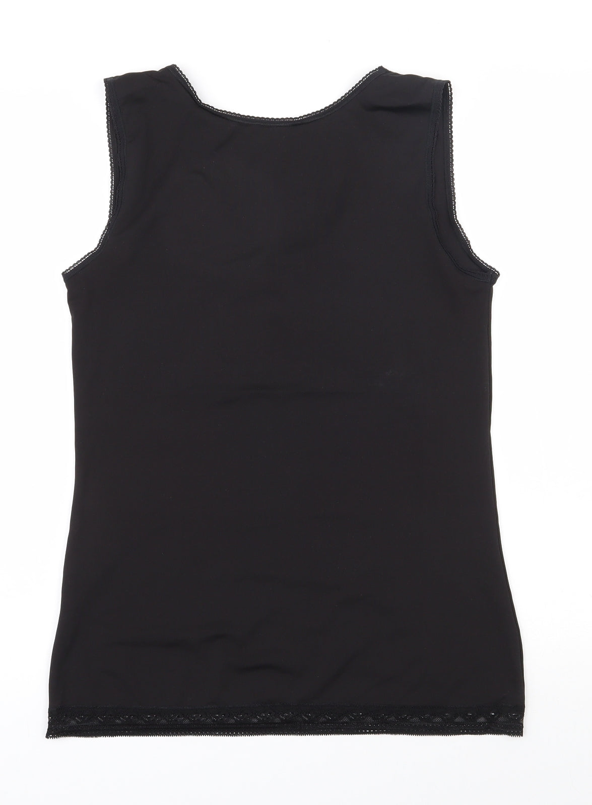 BHS Womens Black  Polyester Basic Tank Size 16 V-Neck - Lace edging