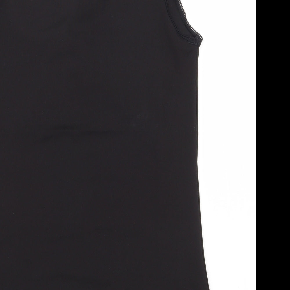 BHS Womens Black  Polyester Basic Tank Size 16 V-Neck - Lace edging
