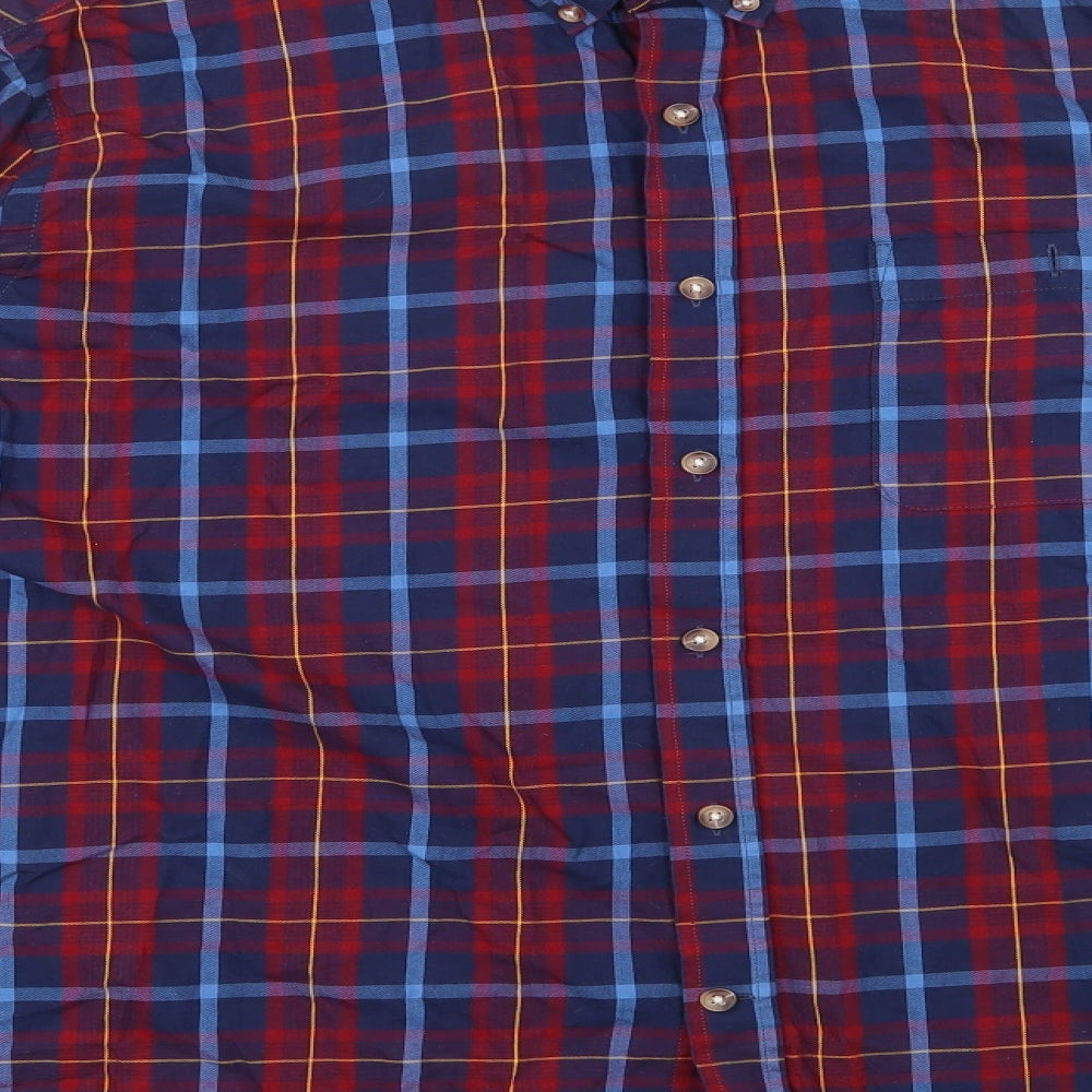 Dunnes Stores Mens Multicoloured Plaid Cotton  Button-Up Size XL Collared Button