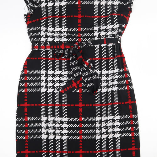 SheIn Womens Multicoloured Geometric Polyester Pencil Dress  Size XL  Round Neck Zip