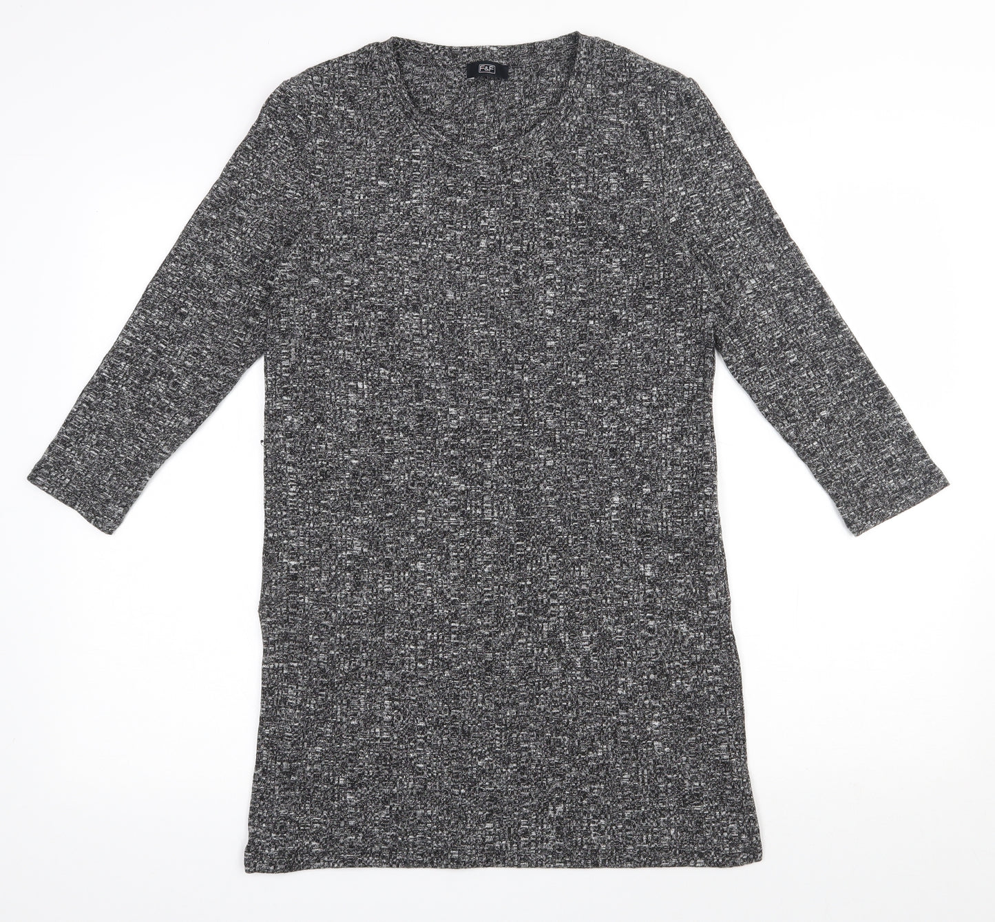 F&F Womens Grey Round Neck  Polyester Pullover Jumper Size 10