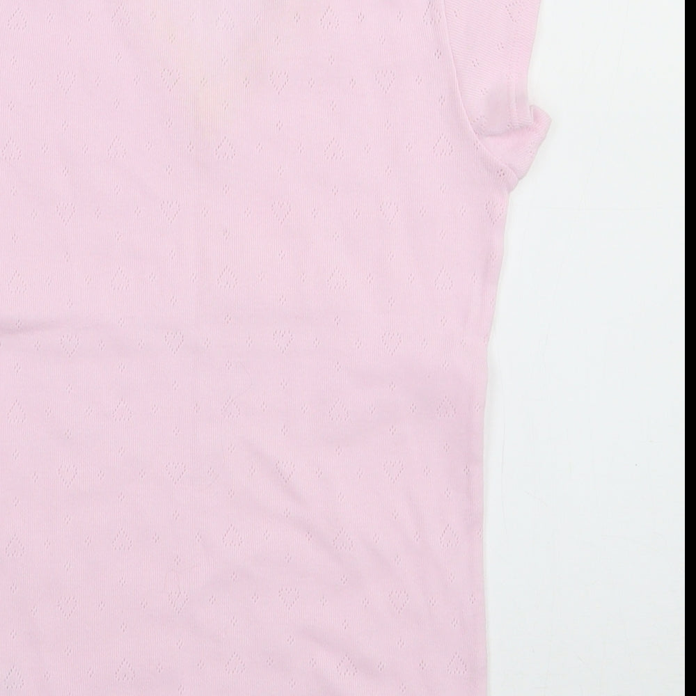 F&F Womens Pink  Cotton Basic T-Shirt Size S V-Neck