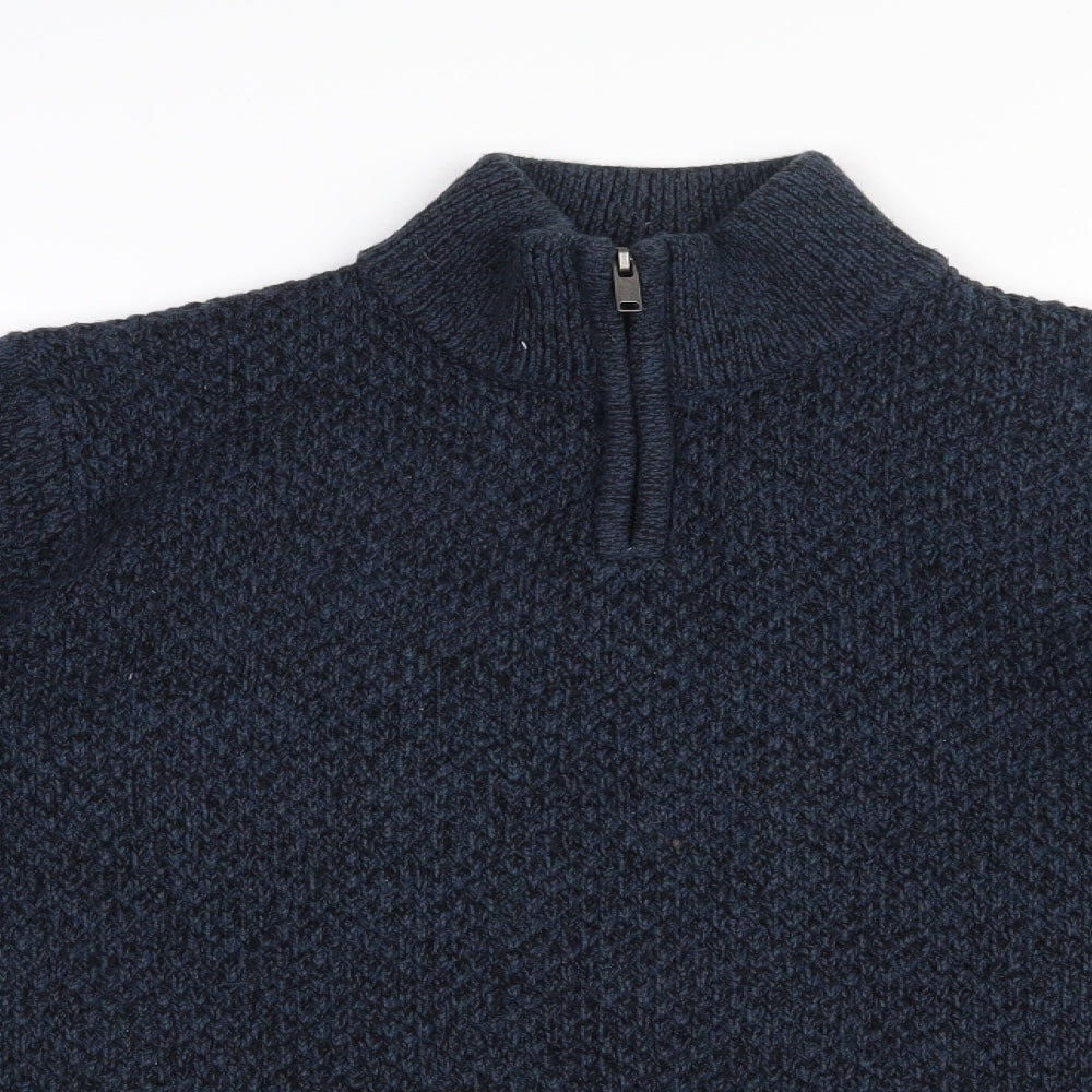 Matalan Mens Blue High Neck  Acrylic Pullover Jumper Size M