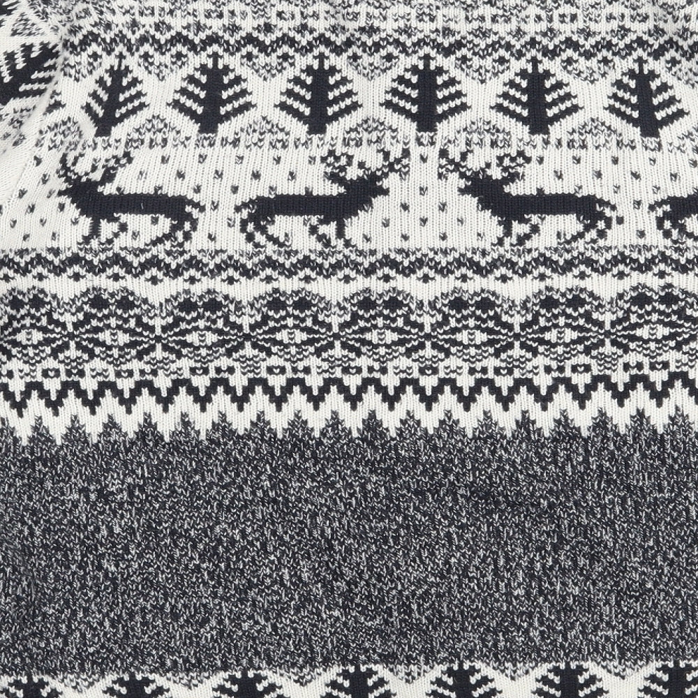 Threadbare Mens Ivory High Neck Fair Isle Acrylic Pullover Jumper Size S