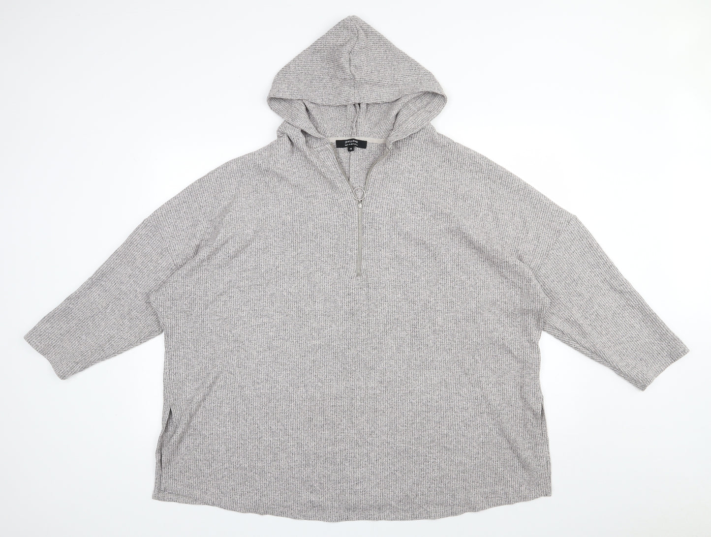 J D Williams Womens Grey  Viscose Pullover Hoodie Size 26  Zip