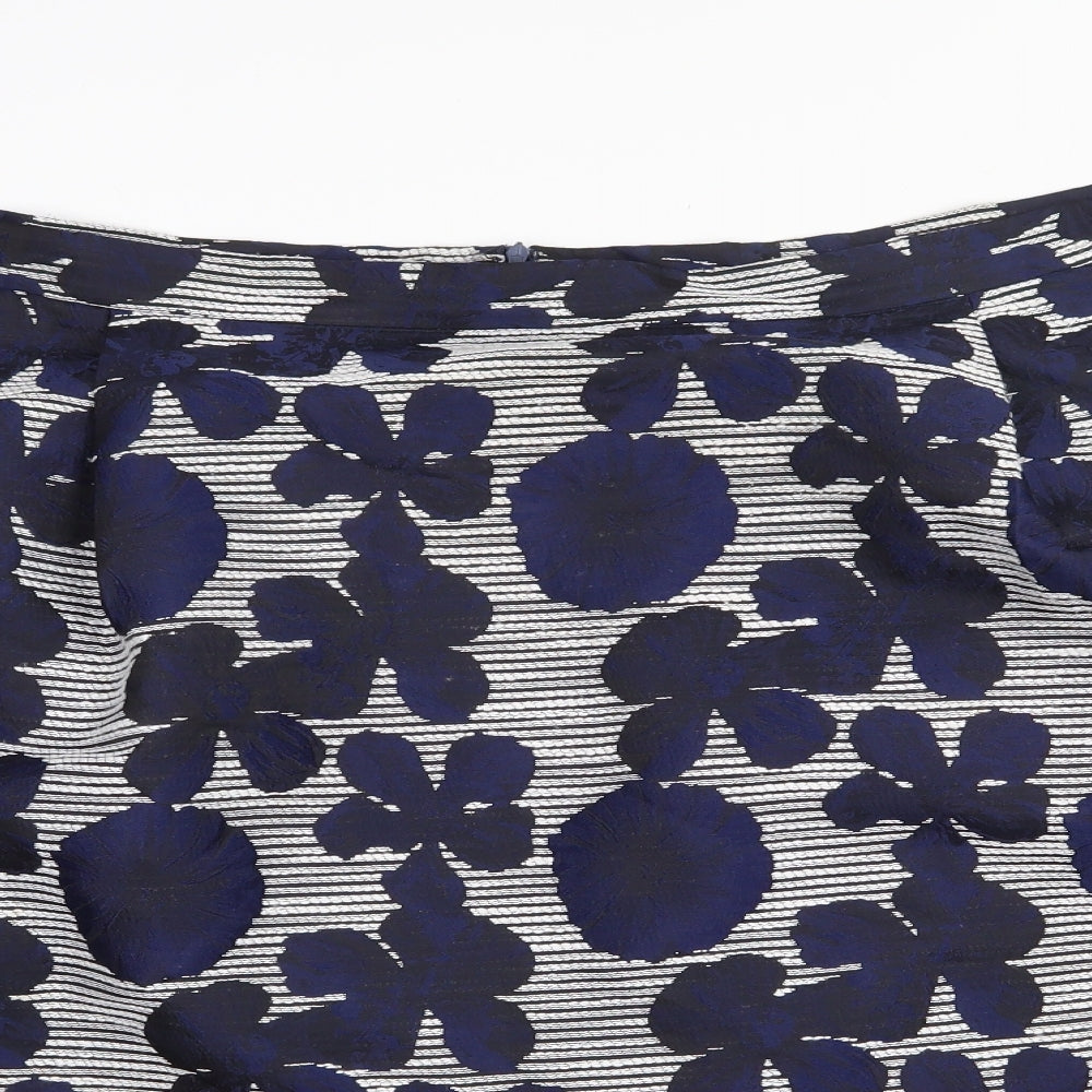 AX Paris Womens Blue Floral Polyester A-Line Skirt Size 26   Zip