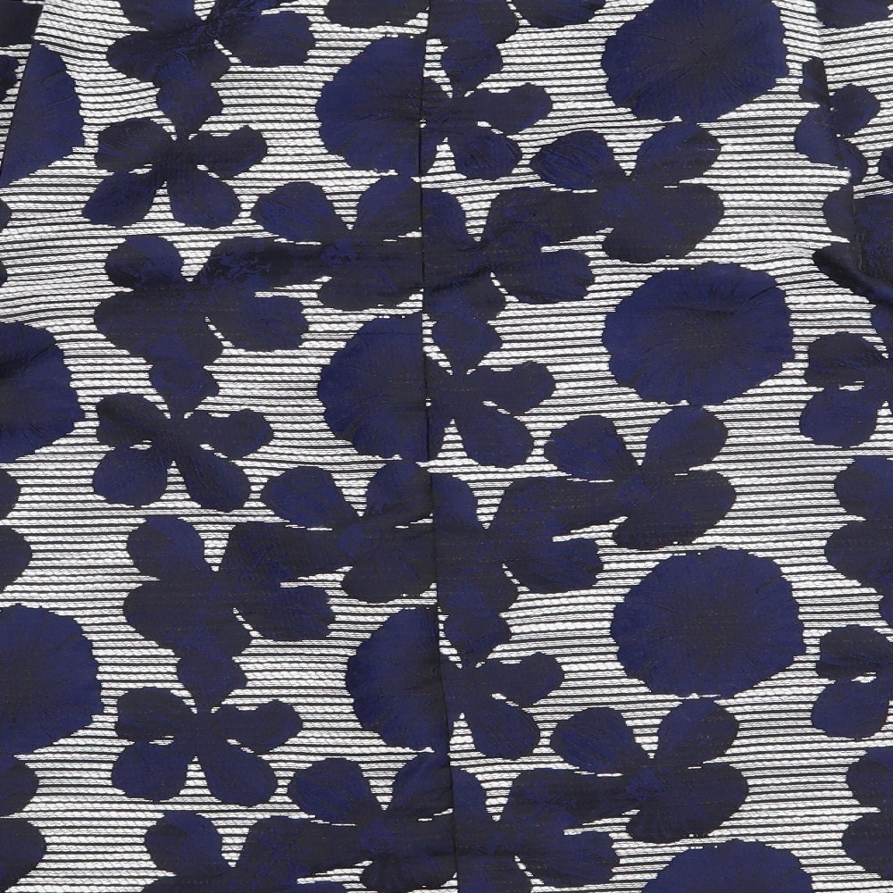 AX Paris Womens Blue Floral Polyester A-Line Skirt Size 26   Zip