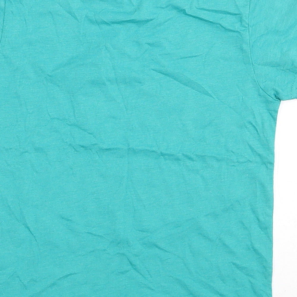 Primark Boys Green  Cotton Basic T-Shirt Size 6-7 Years Round Neck Pullover - Dinosaur print