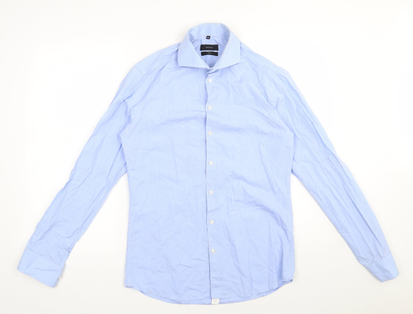 Abrams  Mens Blue  Cotton  Button-Up Size S Collared Button