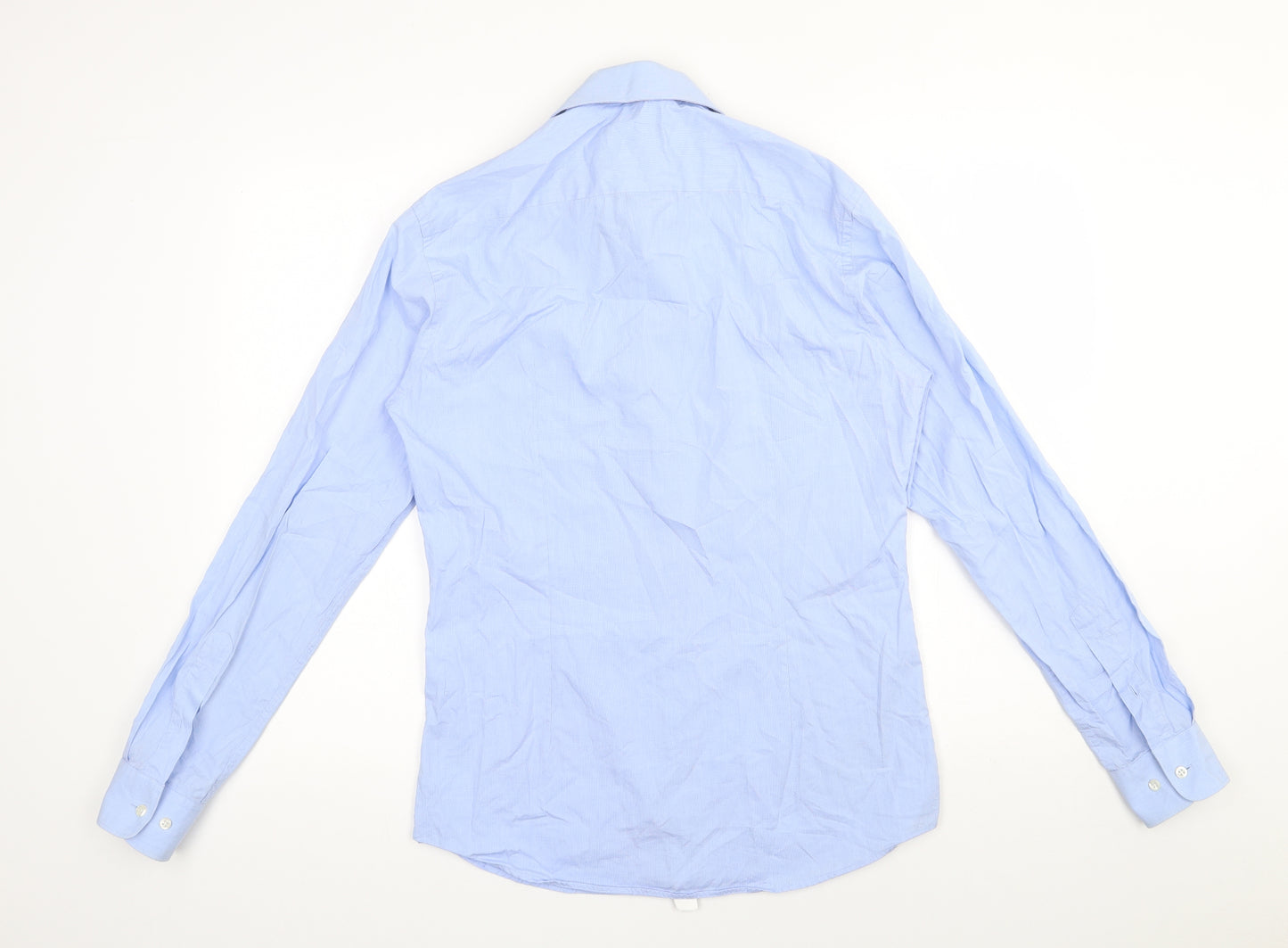 Abrams  Mens Blue  Cotton  Button-Up Size S Collared Button