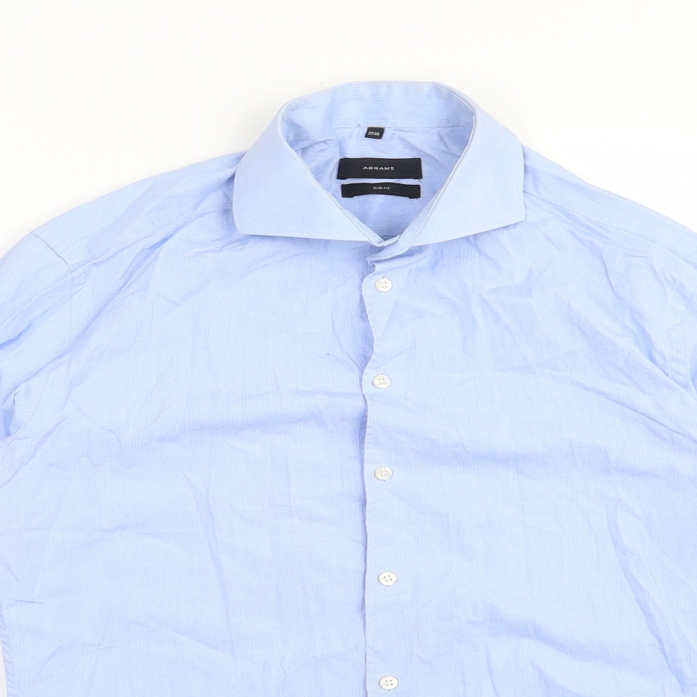 Abrams  Mens Blue  Cotton  Button-Up Size S Collared Button
