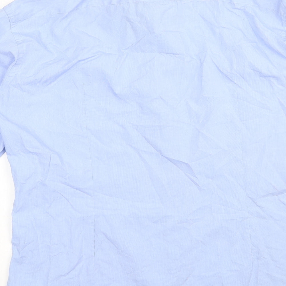 Abrams  Mens Blue  Cotton  Button-Up Size S Collared Button