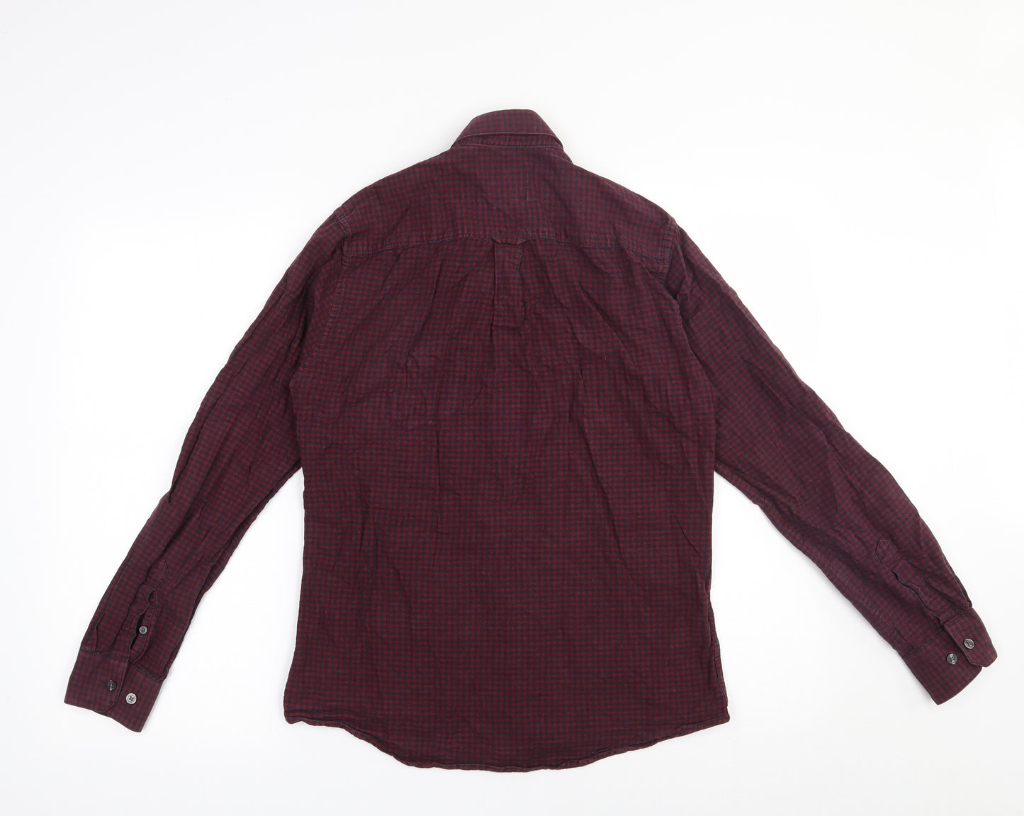 Burton Mens Red Check Cotton  Button-Up Size S Collared Button