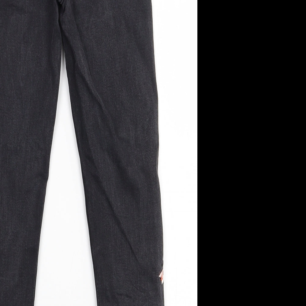 Topshop Womens Black Floral Cotton Skinny Jeans Size 28 in L30 in Regular Zip