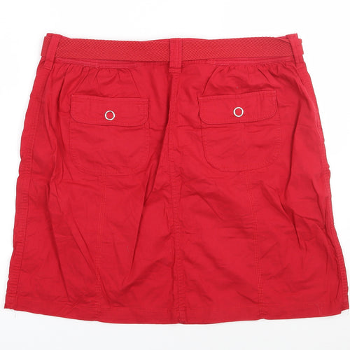 BHS Womens Red  Cotton Cargo Skirt Size 16   Snap