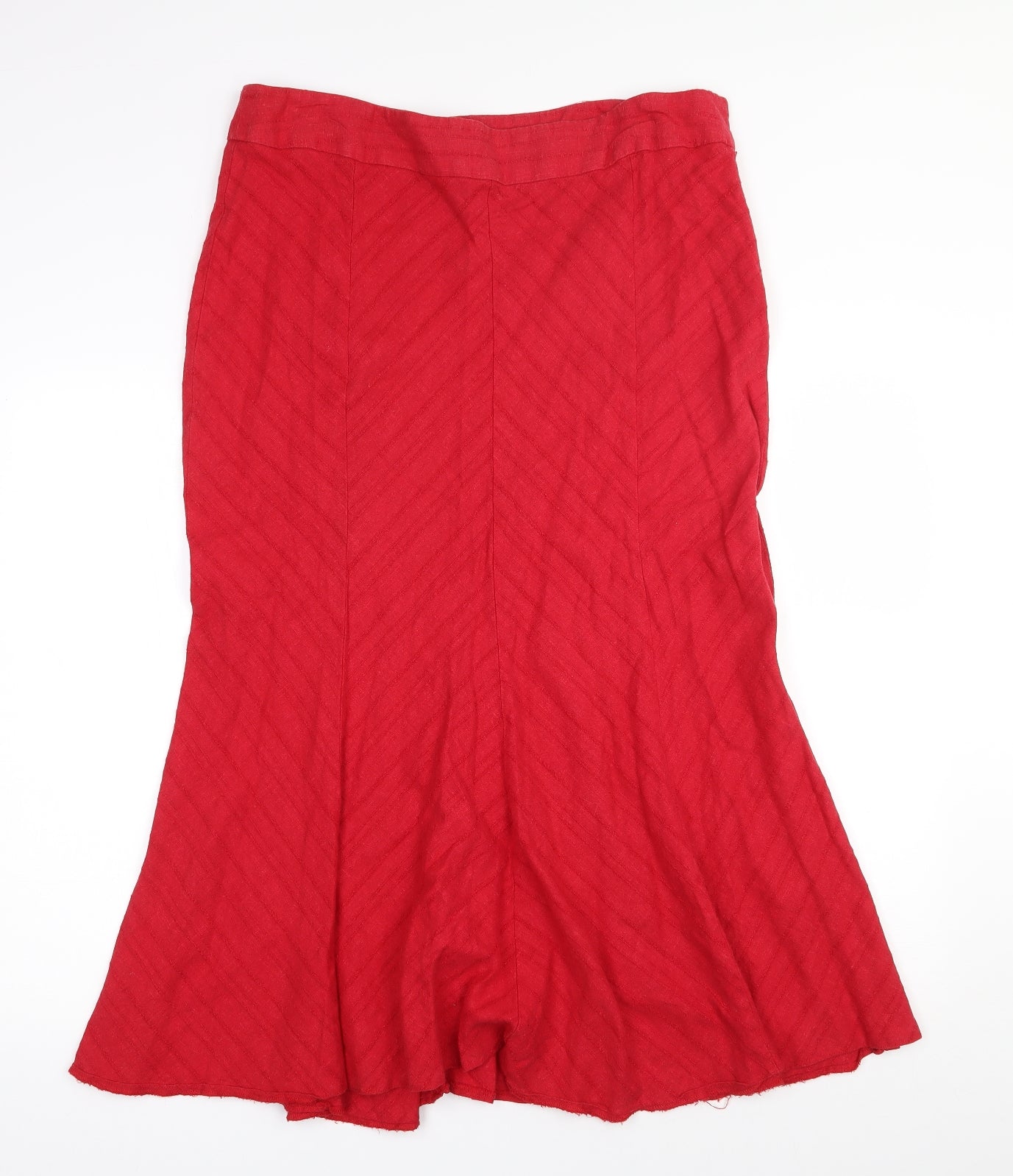 BHS Womens Red  Linen Swing Skirt Size 16   Zip