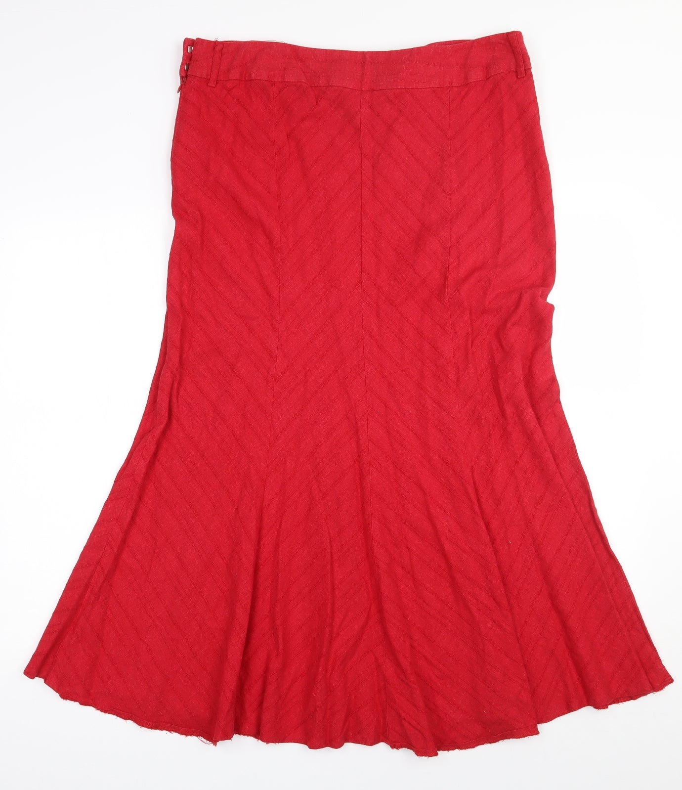 BHS Womens Red  Linen Swing Skirt Size 16   Zip