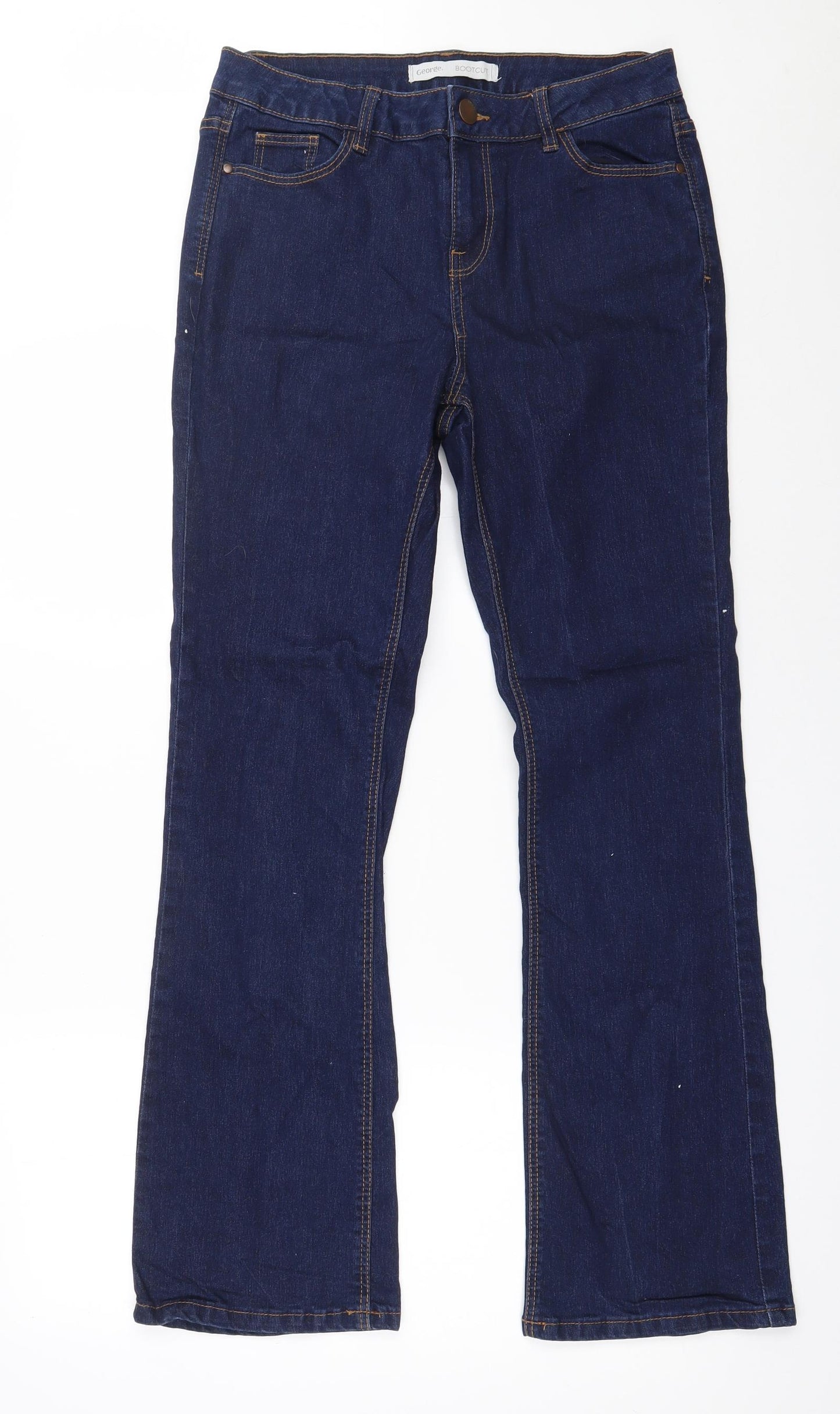 George Womens Blue  Cotton Bootcut Jeans Size 12 L30 in Regular Zip