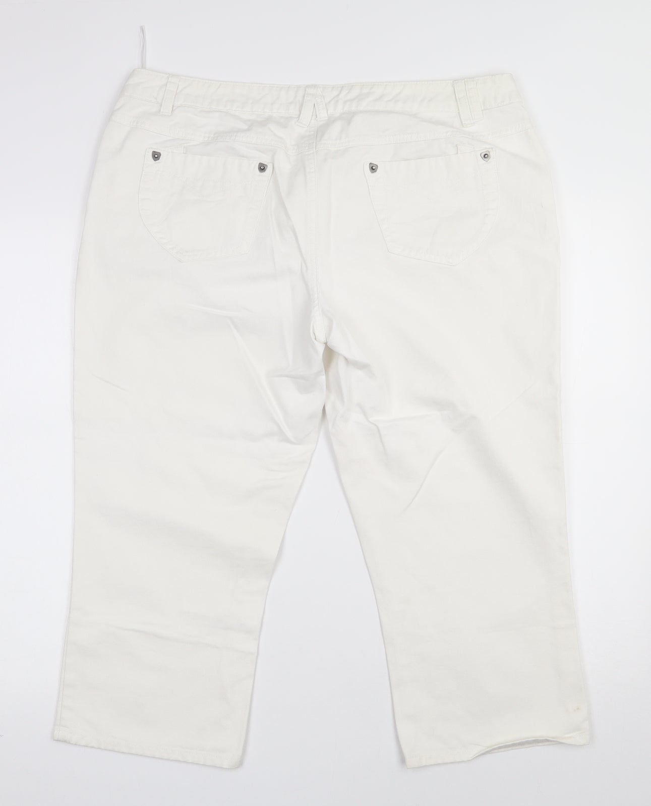 South Womens White  Cotton Cropped Jeans Size 16 L21.5 in Regular Zip