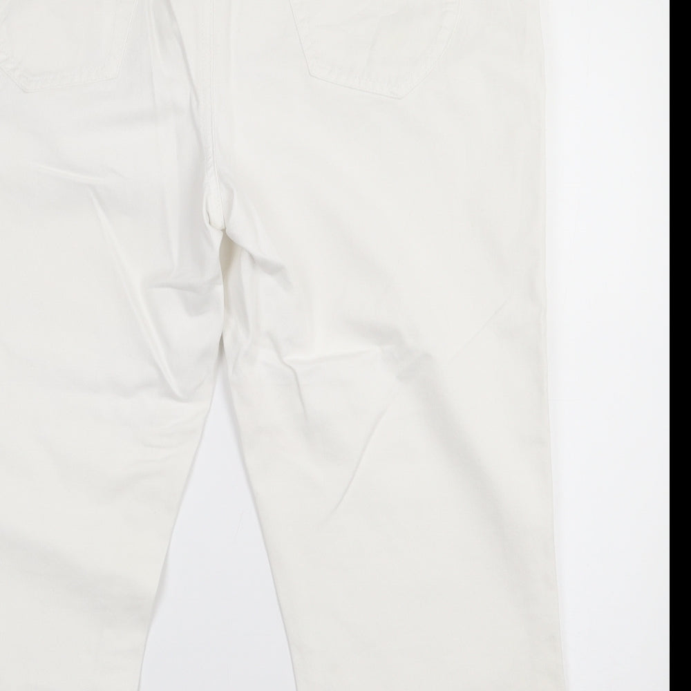 South Womens White  Cotton Cropped Jeans Size 16 L21.5 in Regular Zip