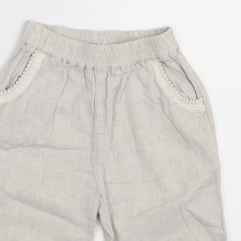 NEXT Girls Beige  Linen Bloomer Trousers Size 3-4 Years  Regular Pullover