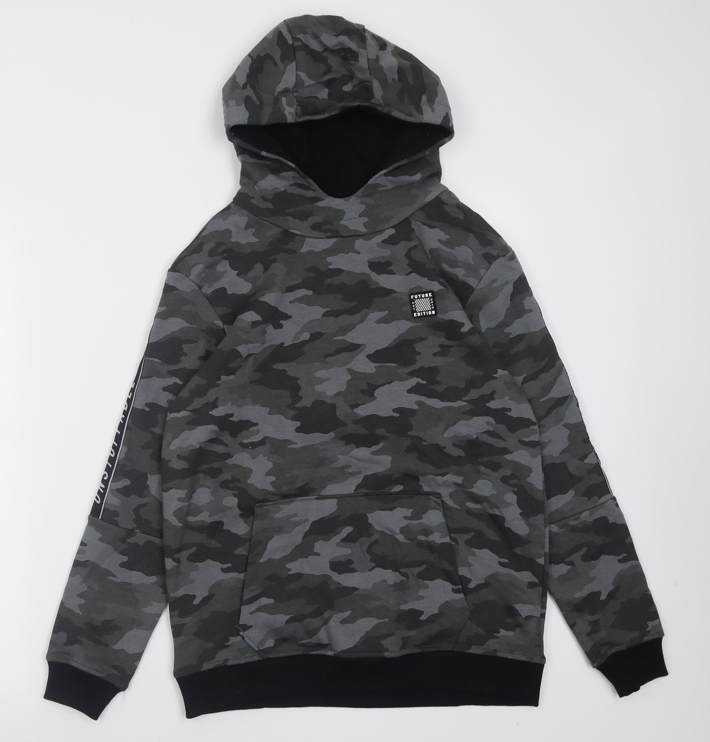 George Boys Green Camouflage Cotton Pullover Hoodie Size 12-13 Years  Pullover