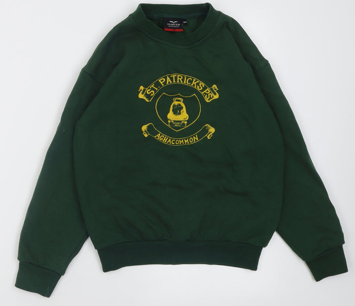 Hunter Boys Green Cotton Pullover Sweatshirt Size 10-11 Years Pullover - St Patricks P.s Aghacommon