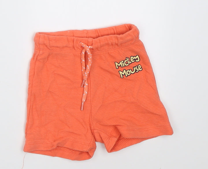 Disney Baby Boys Orange  Cotton Cropped Trousers Size 18 Months  Tie - Mickey Mouse Disney