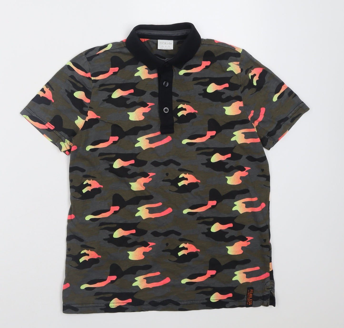 F&F Boys Multicoloured Camouflage Cotton Basic Polo Size 9-10 Years Collared Button