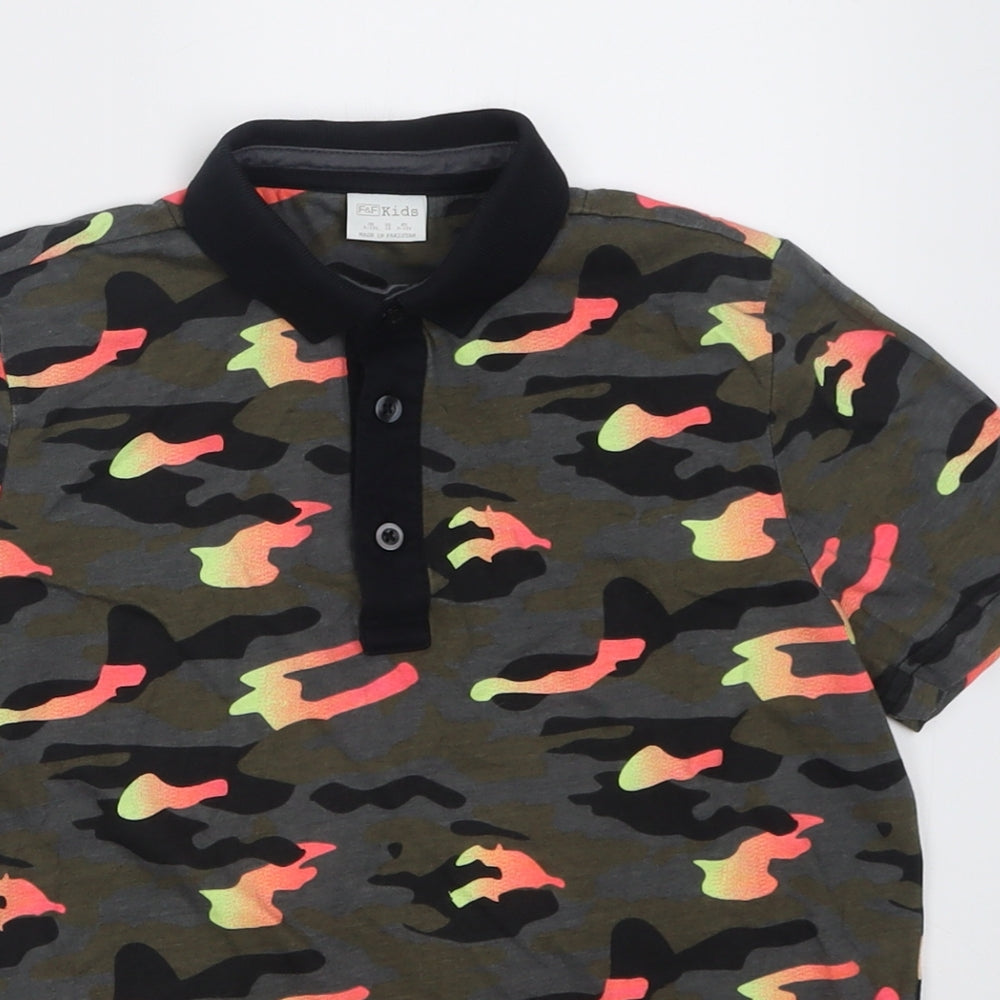 F&F Boys Multicoloured Camouflage Cotton Basic Polo Size 9-10 Years Collared Button