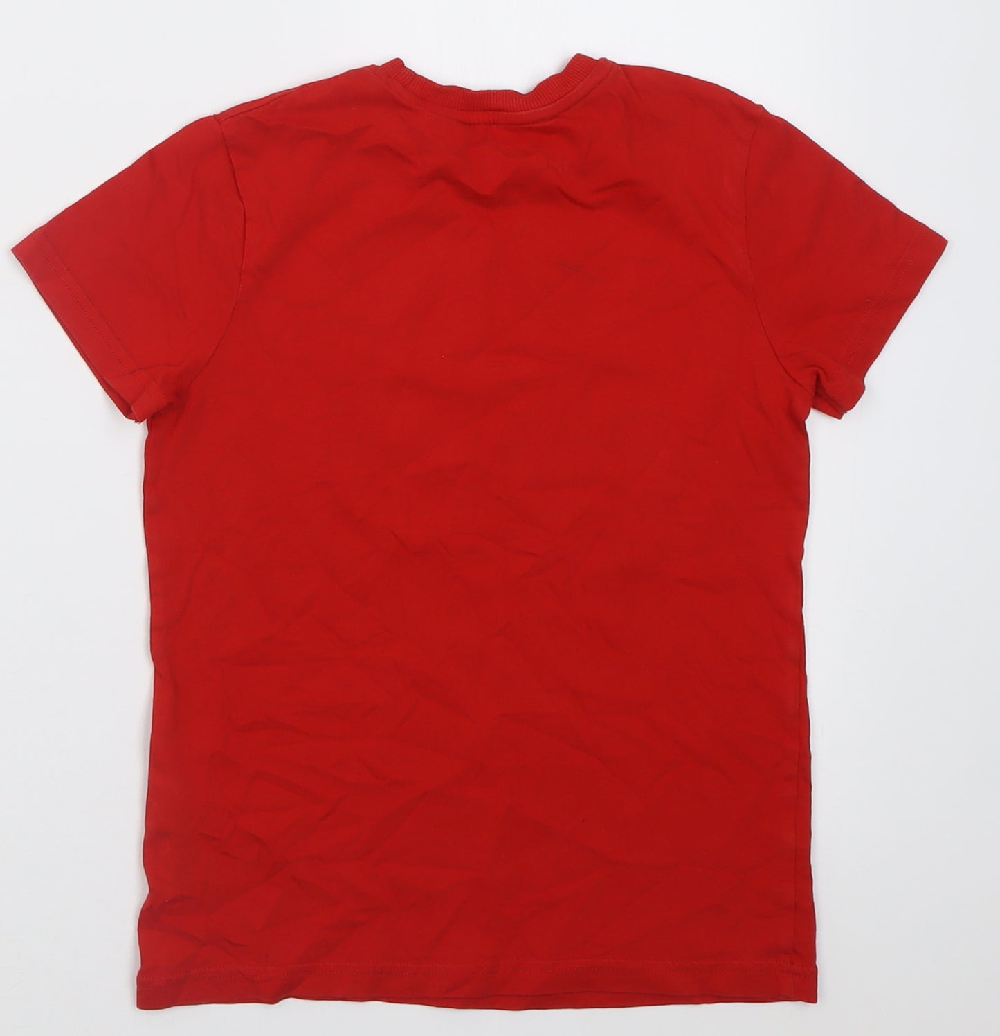 Marks and Spencer Boys Red  Cotton Basic T-Shirt Size 8-9 Years Crew Neck Pullover